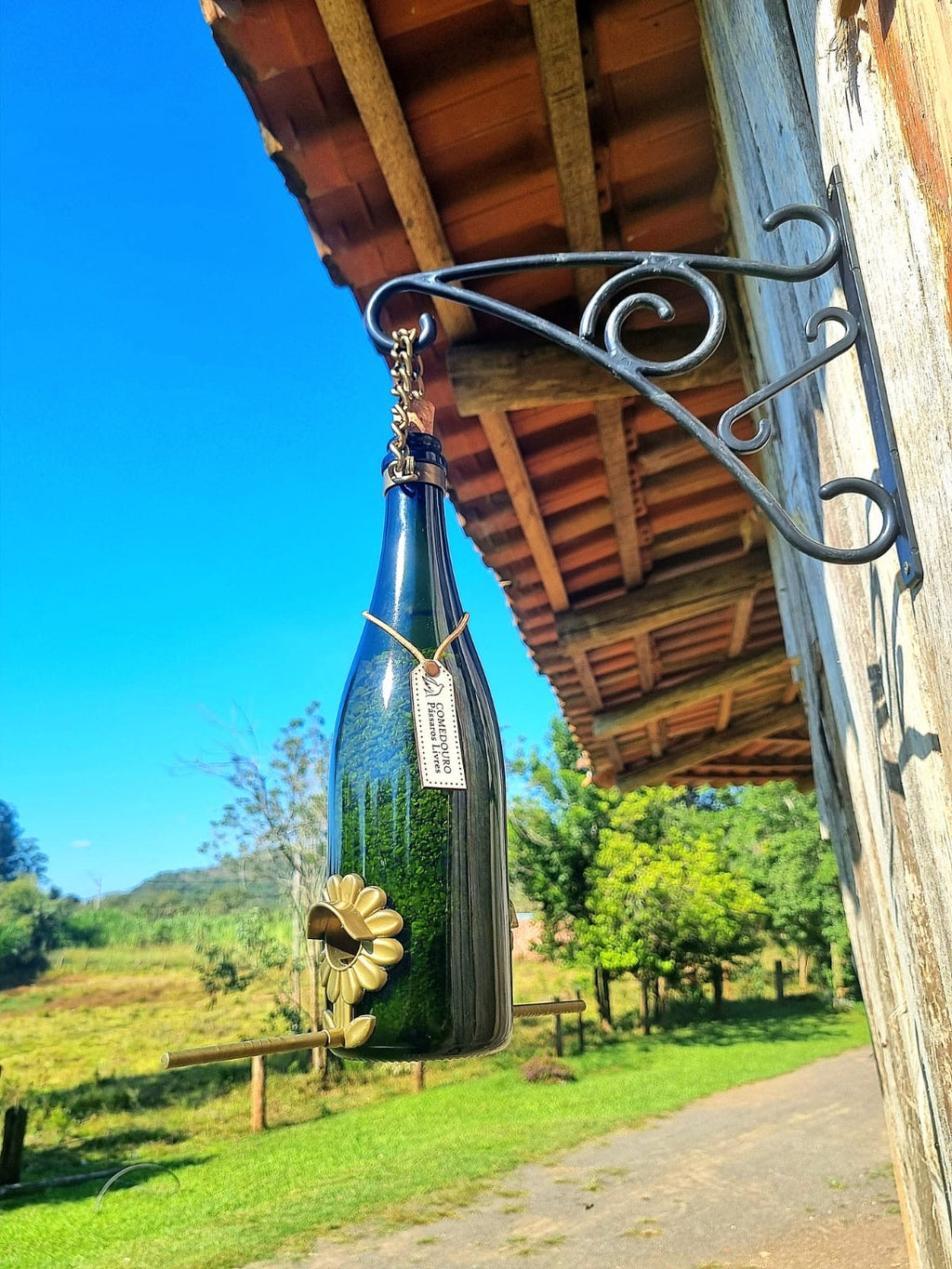 Kit 5 Comedouros Pássaros Livres – Garrafa Champagne, Vinho e Smirnoff