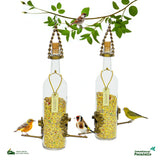 Kit 2 Comedouros Para Pássaros Livres – Garrafa Vinho Branco