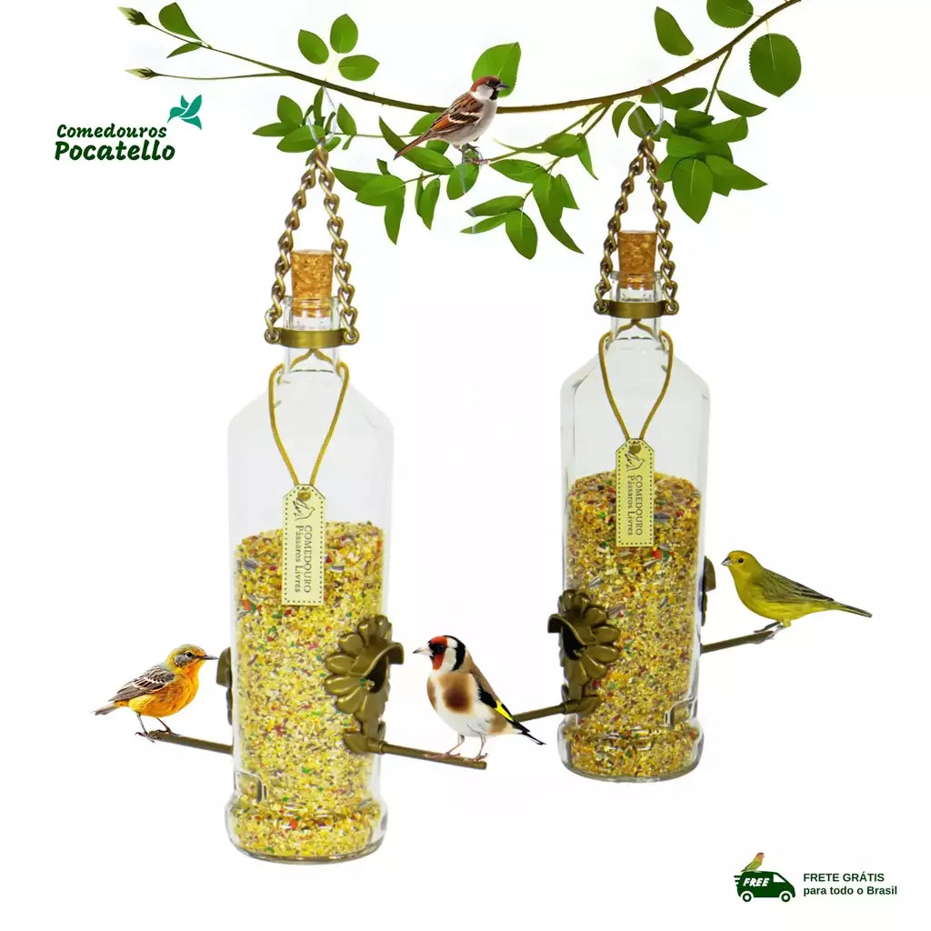 Kit 2 Comedouros Pássaros Livres – Garrafa Smirnoff
