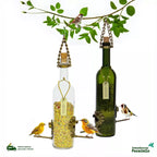 Kit 2 Comedouros Para Pássaros Livres – Garrafa Vinho Branco e Verde