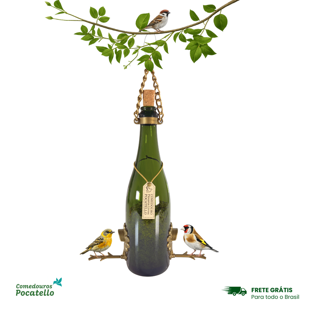 Comedouro Pássaros Livres – Garrafa Cham. Verde