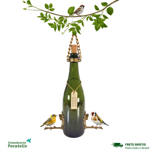 Comedouro Pássaros Livres – Garrafa Cham. Verde