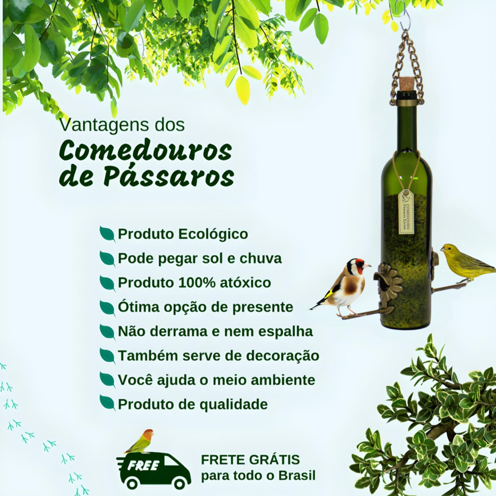 Kit 3 Comedouro Tratador Para Pássaros Livres – Vinho Verde