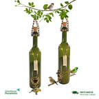 Kit 2 Comedouros Para Pássaros Livres – Garrafa Vinho Verde