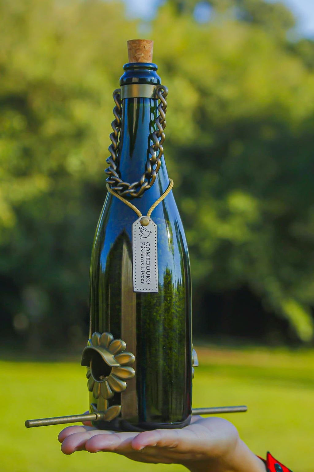 Comedouro Pássaros Livres – Garrafa Cham. Verde