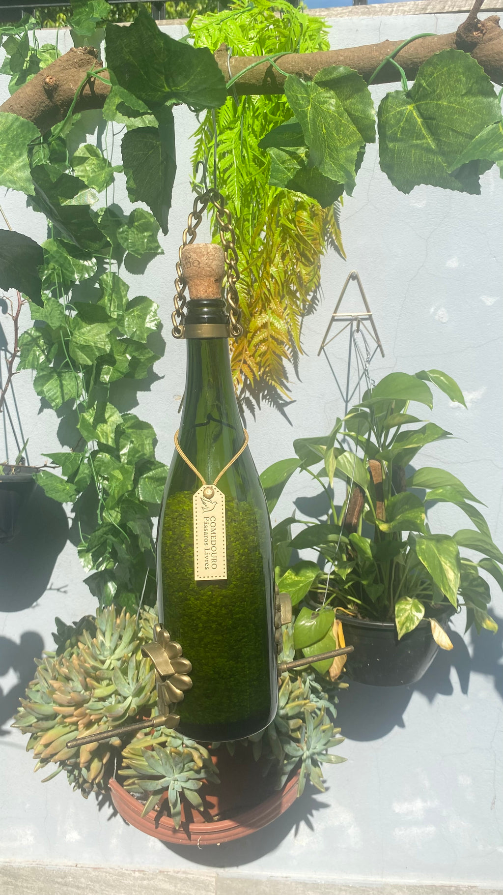 Comedouro Pássaros Livres – Garrafa Cham. Verde