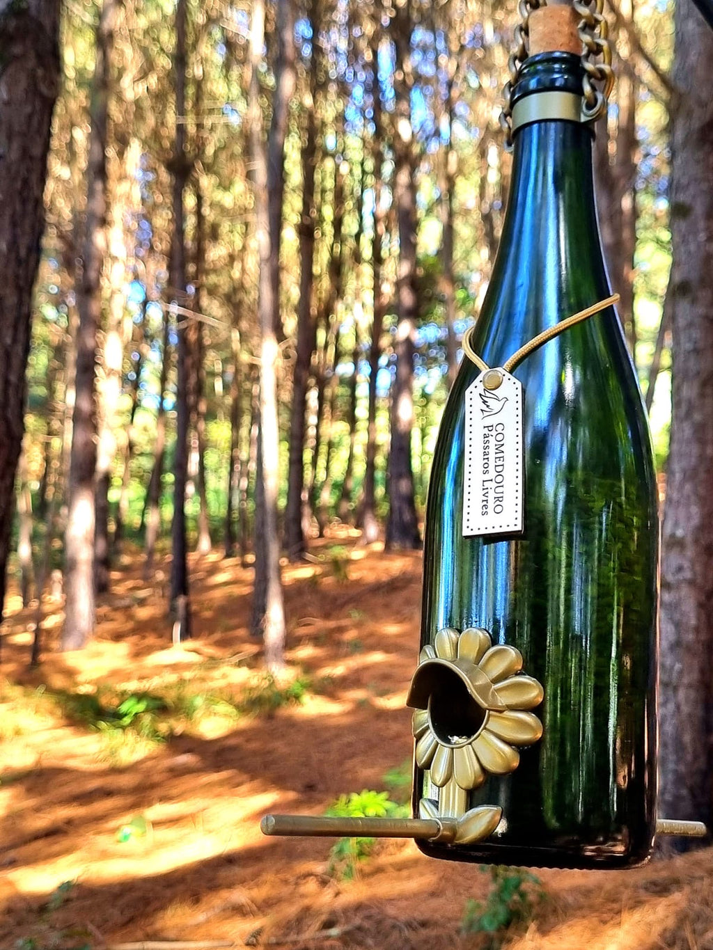 Comedouro Pássaros Livres – Garrafa Cham. Verde