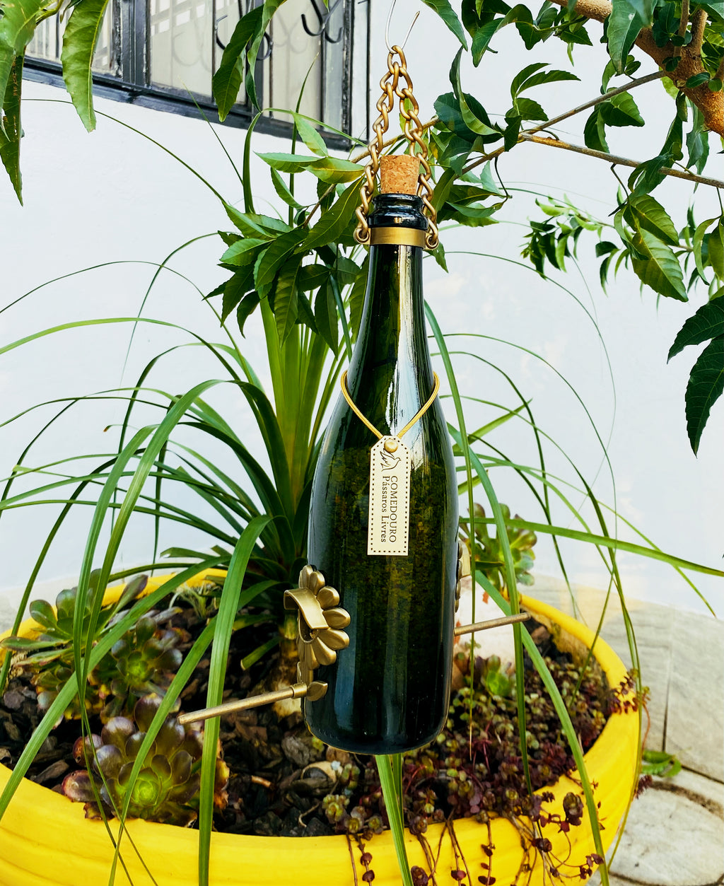 Comedouro Pássaros Livres – Garrafa Cham. Verde